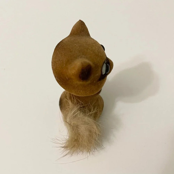 Vtg Small Flocked Raccoon Nodder Fury Tail Bobble Head 3 Inch Hong Kong Flaws - Picture 11 of 16